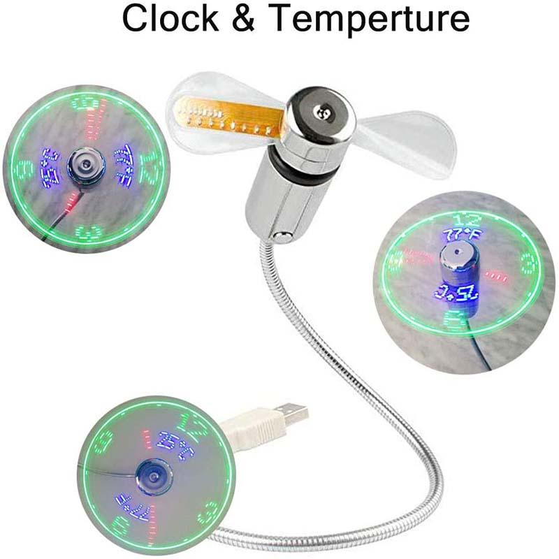 USB-Ventilator mit LED-Uhr und Temperaturanzeige
