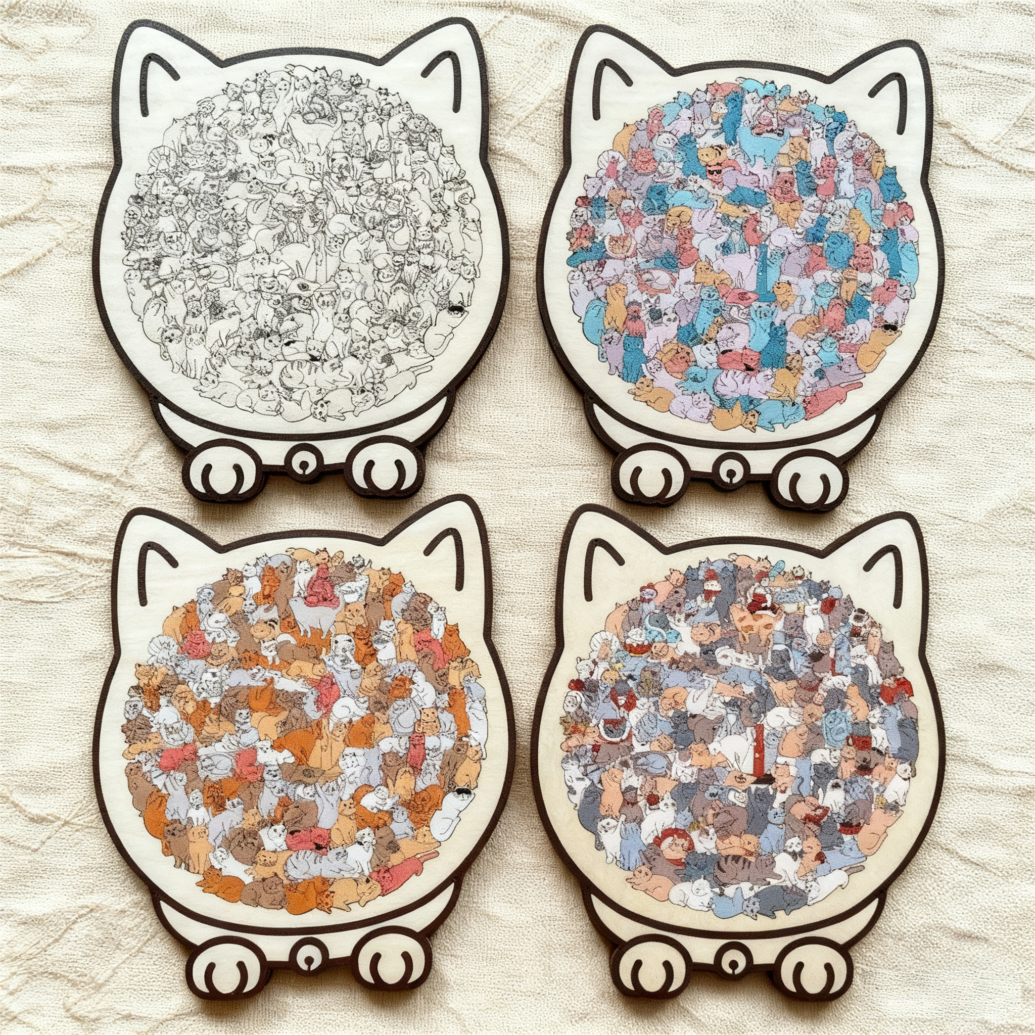 Holzpuzzle Katze – 135 Teile in verschiedenen Farben