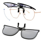 Clip-on polarized sunglasses with flip-up function