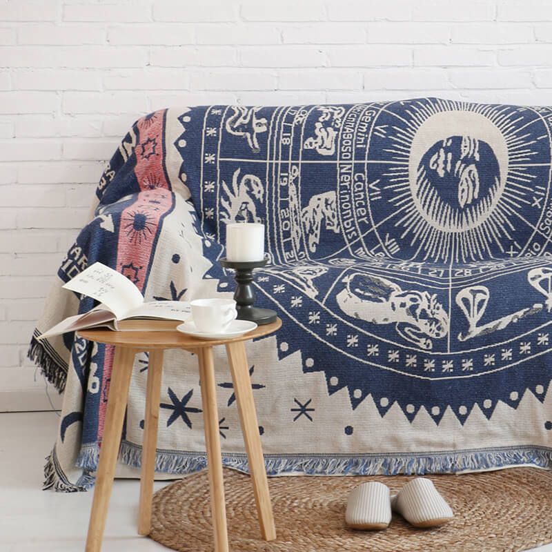Überwurf Bohemian mit Quasten – Wendbares Design aus Baumwolle