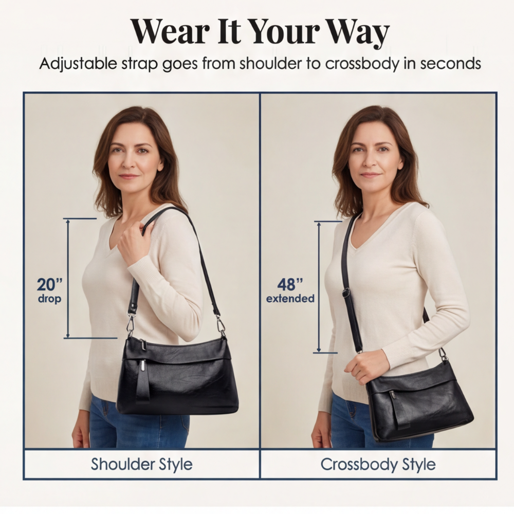 Soft Faux Leather Crossbody Bag – 3 Compartments
