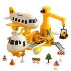 Police Airplane Toy Set with Vehicles and Crane