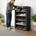 Shoe Cabinet with Fabric Cover and Steel Frame – 6 or 8 Shelves