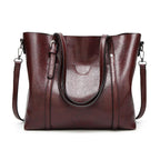 Leather handbag with large capacity and adjustable shoulder strap