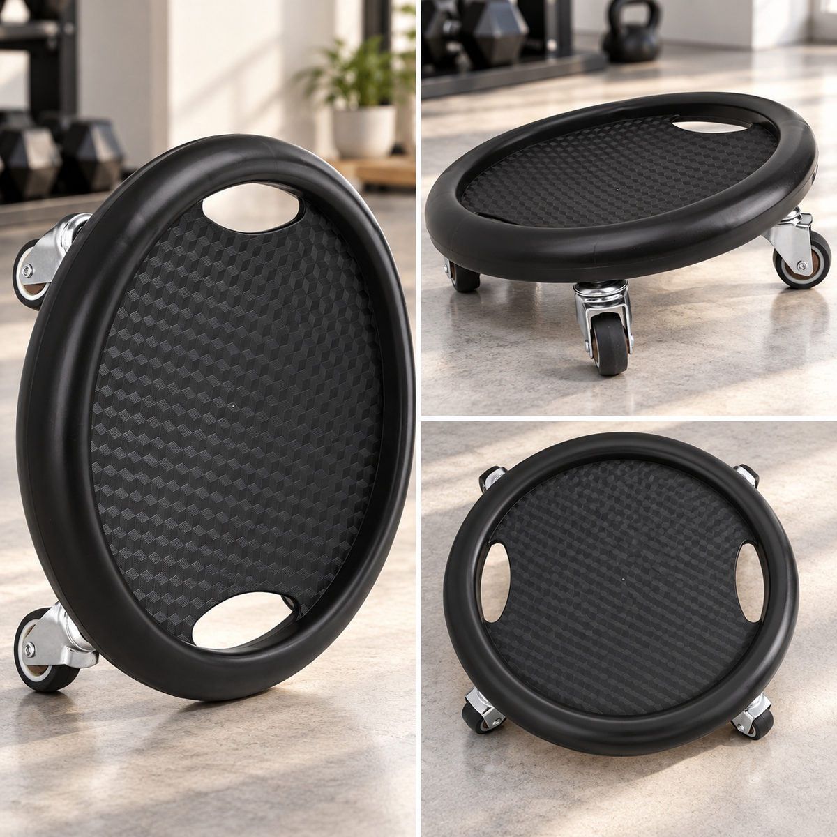 Bauchtrainer Scheibe drehbar 360 Grad mit Rollen
