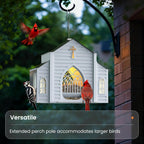 Solar-Vogelhaus Kirche mit LED-Beleuchtung