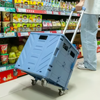 Foldable transport trolley with stair wheels