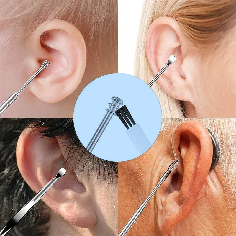 Stainless Steel Ear Cleaning Set - 6-Piece Hygiene Kit