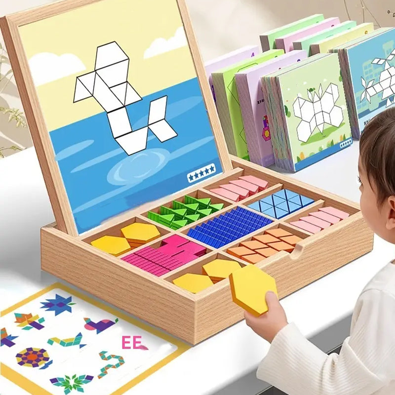 Magnetisches Holz-Puzzle mit geometrischen Formen