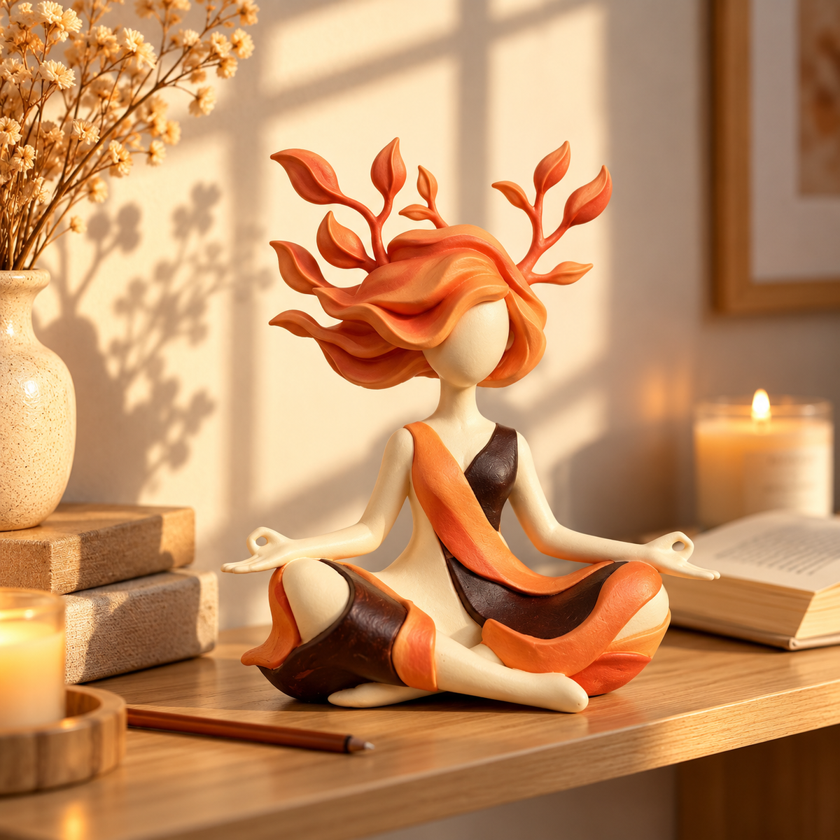 Yoga-Figur Dekorativ Handbemalt