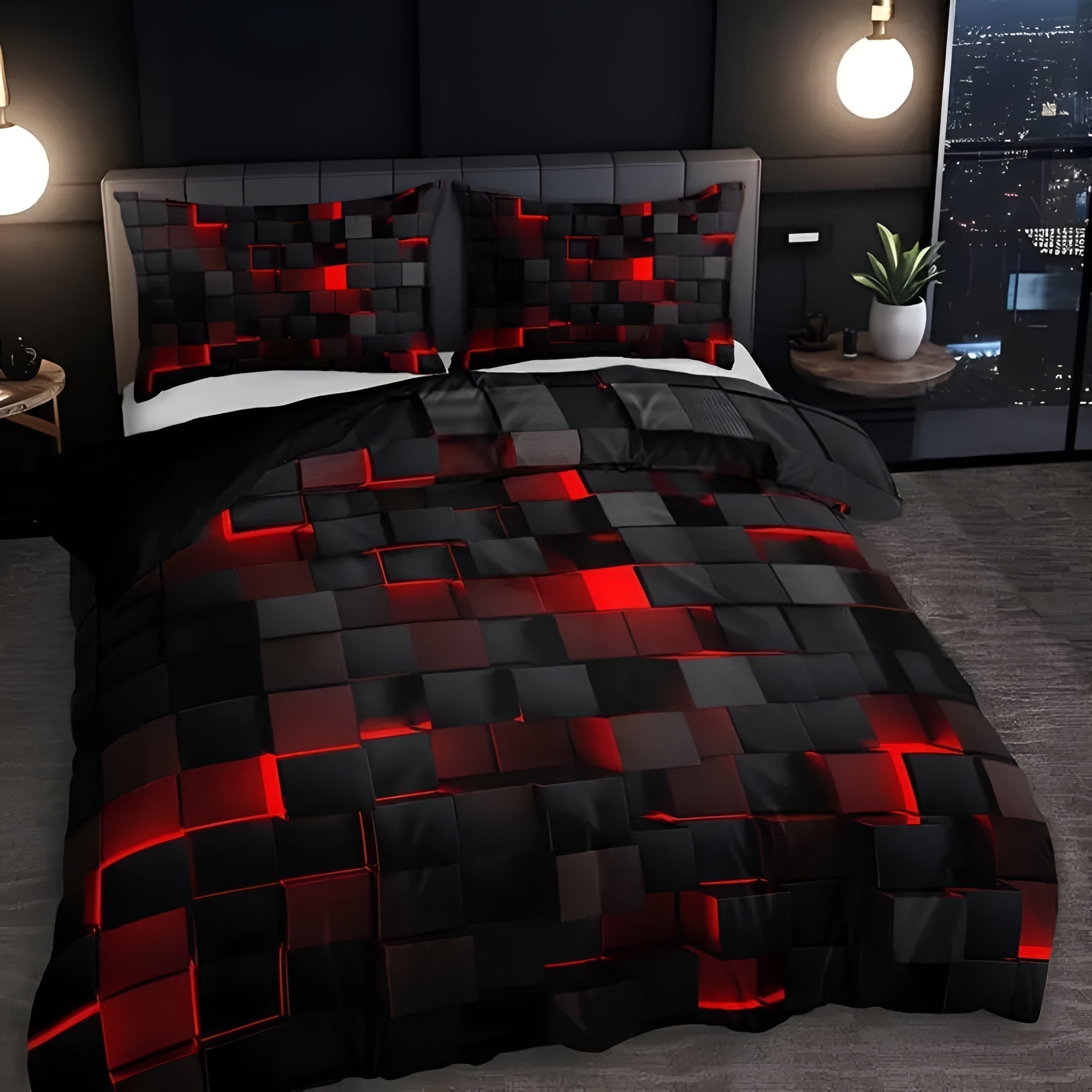 Bettwäsche-Set 3D-Raster mit Gaming-Design