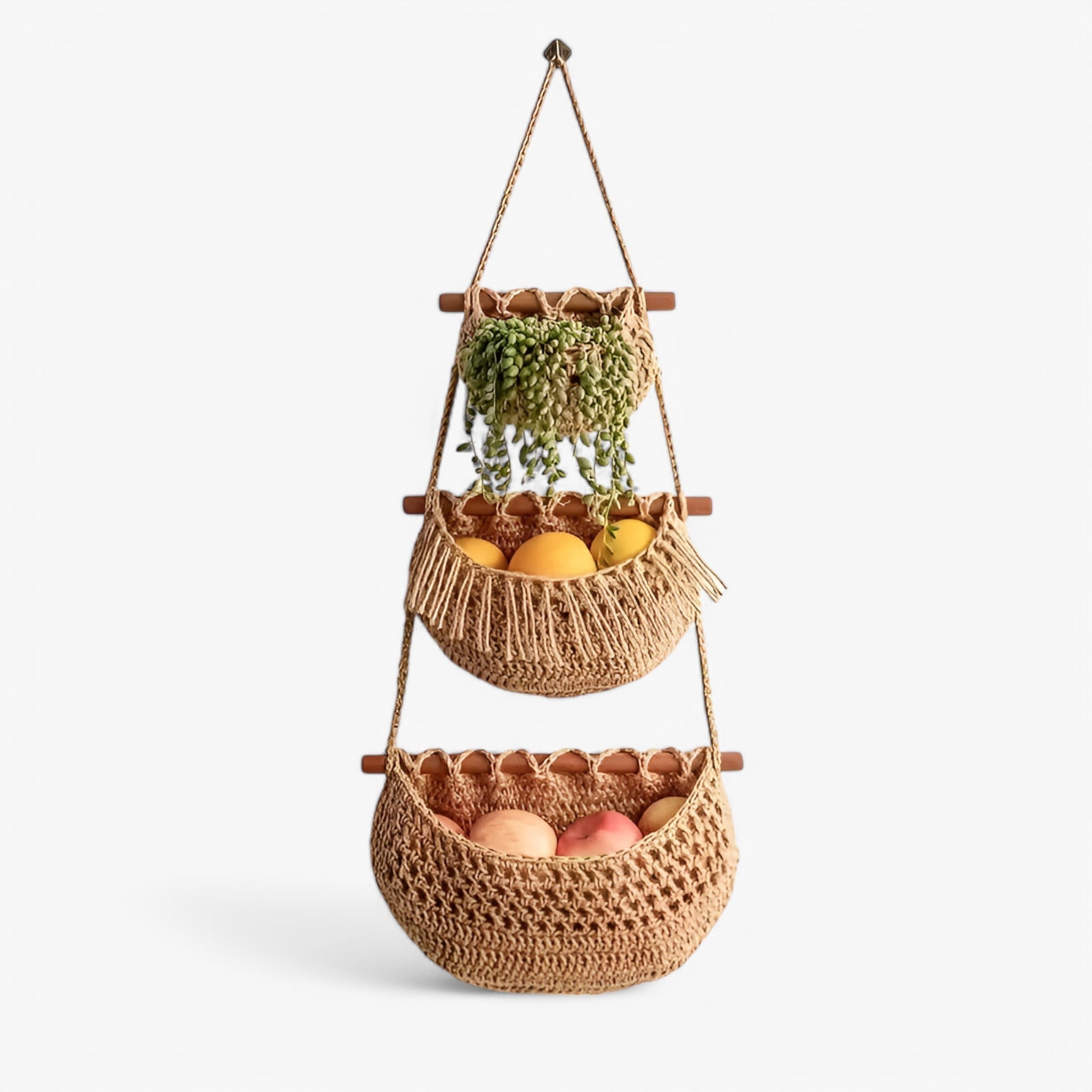 Hängekorb 3-stufig Jute für Obst und Gemüse