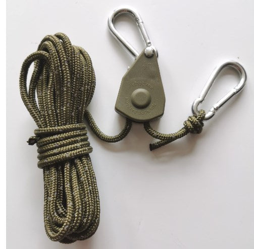 Spannleine mit Flaschenzug-System für Zelt und Hängematte