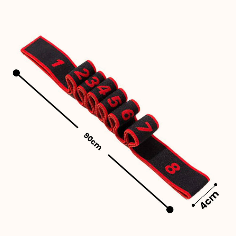 Fitness band with 8 segments for yoga and strength training