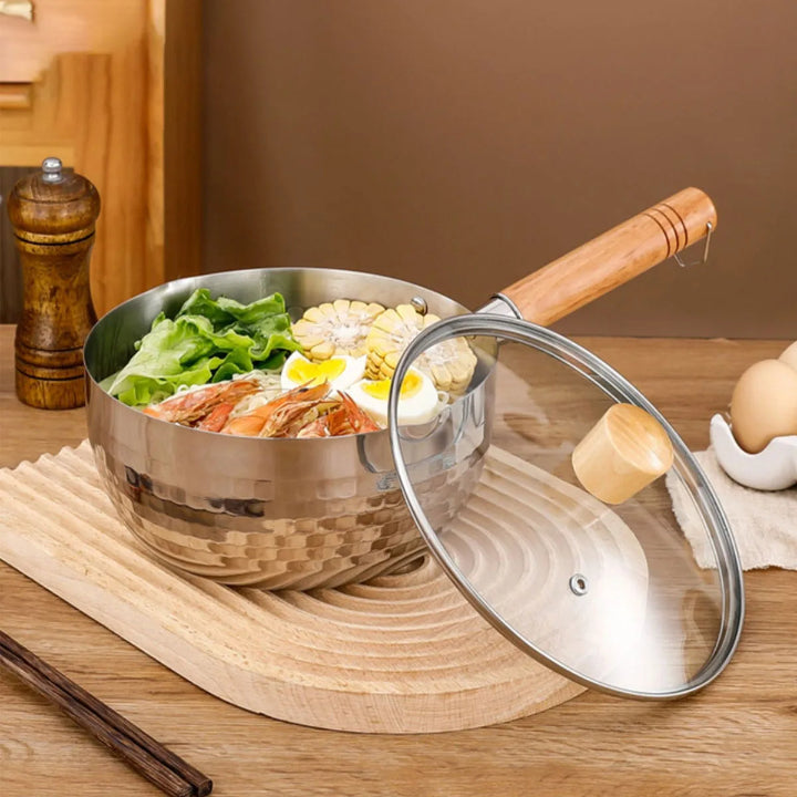 Milchtopf Edelstahl mit Glasdeckel – 0,95 L