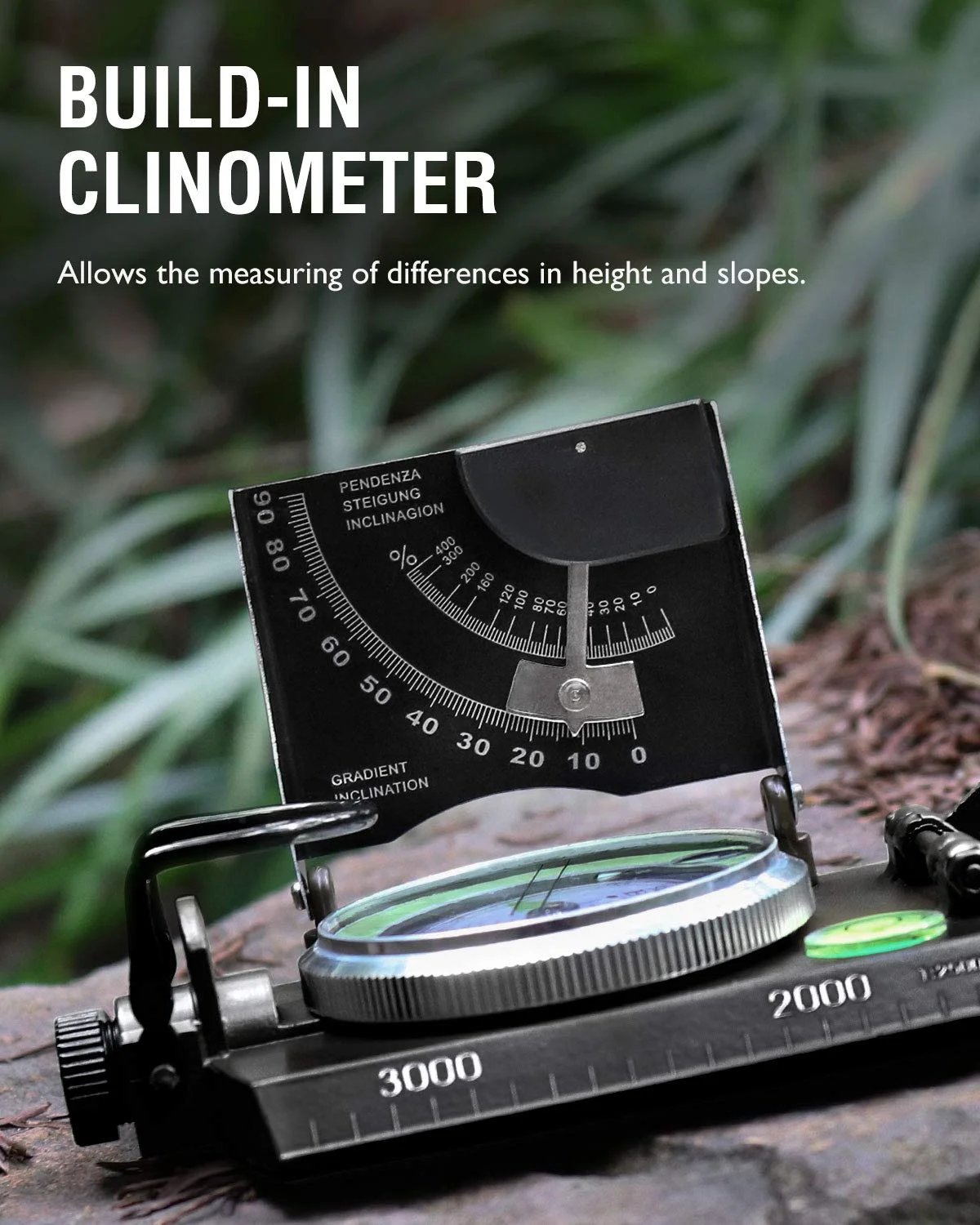 Navigationskompass mit Clinometer und Leuchteffekt