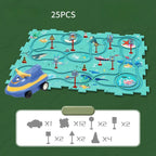 Puzzle-Straßenset mit Auto und Verkehrsschildern