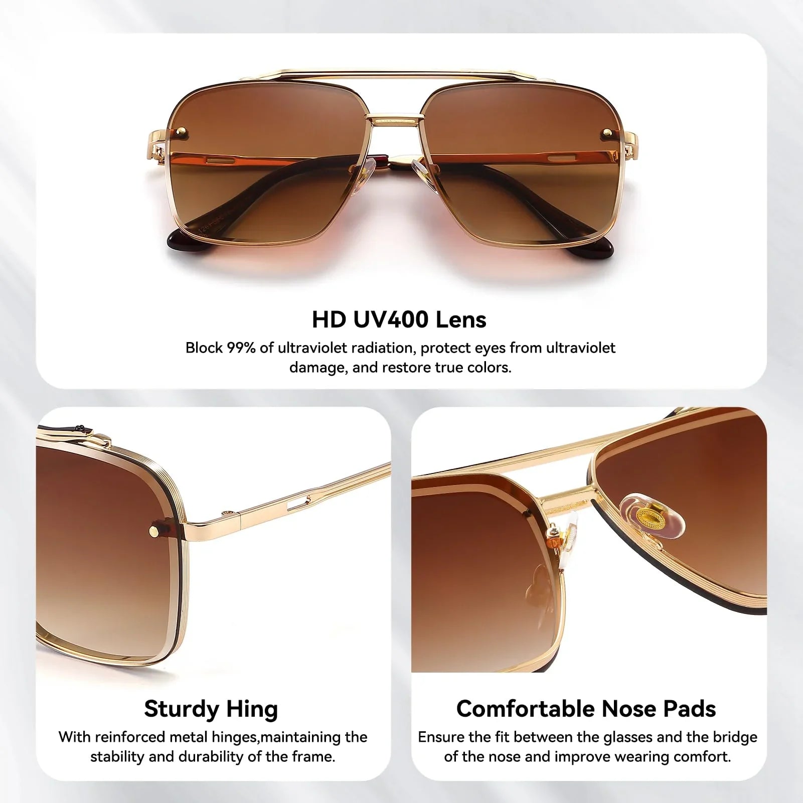 Sonnenbrille Retro Oversized mit UV400-Schutz