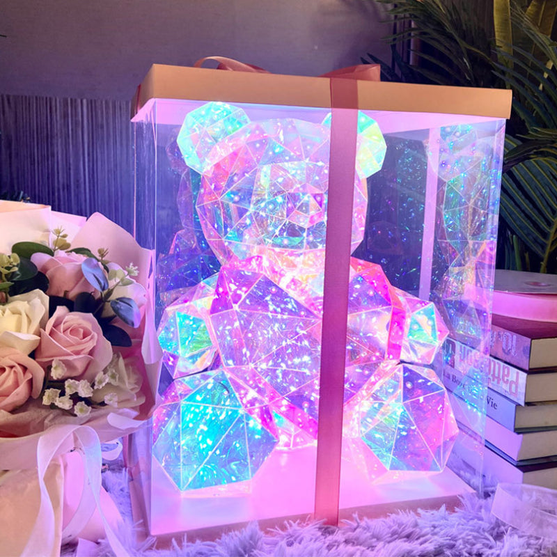 LED Kristall Teddybär mit Farbwechsel