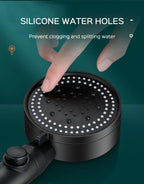 High-pressure shower head with 5 spray types and self-cleaning function
