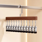 Wooden Hangers with Stainless Steel Clips – Hang More, Take Up Less Space - Set of 2