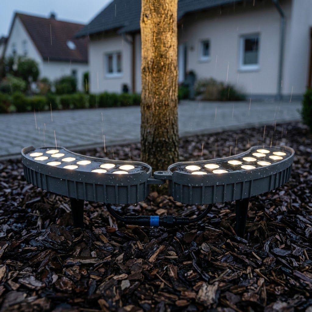 Modular LED tree ring segment – ground spotlight for trees and poles, IP65