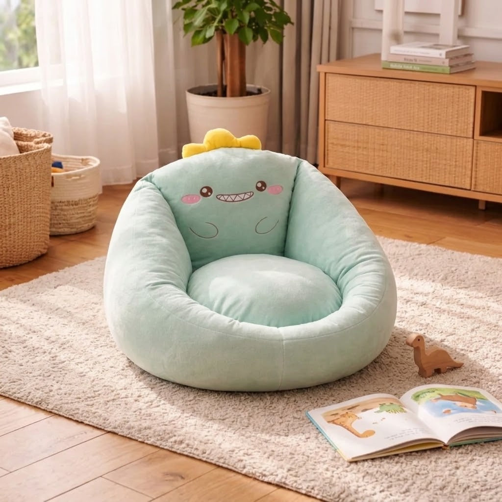 Plush bean bag chair with animal design – soft floor chair