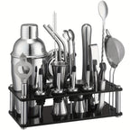 Stainless Steel Cocktail Set with 20 Bar Tools and Acrylic Stand