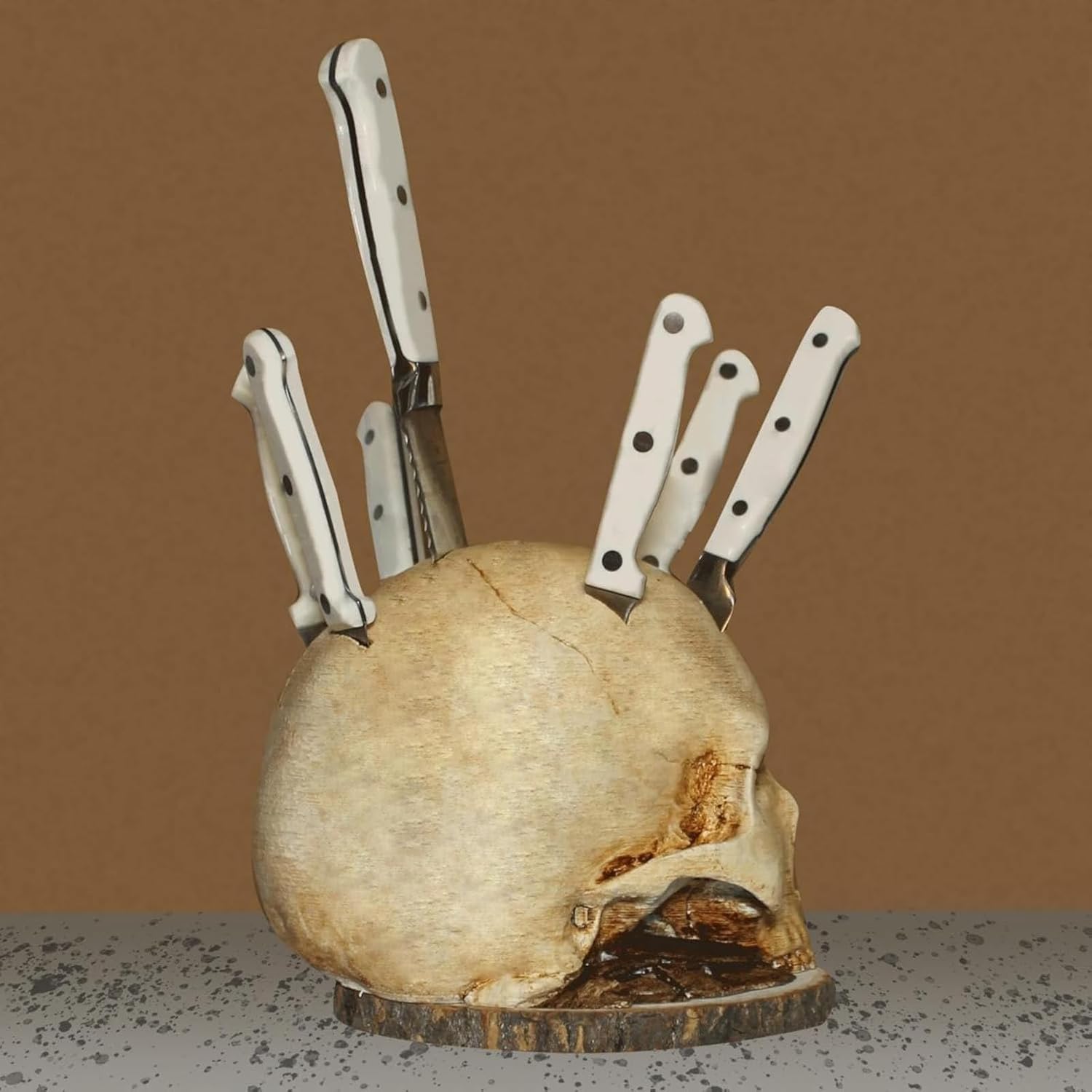 Totenkopf Messerhalter Gotik-Design für 7 Messer