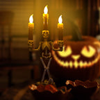Skelett-Kerzenhalter LED – Gruseliges Tischlicht für Halloween