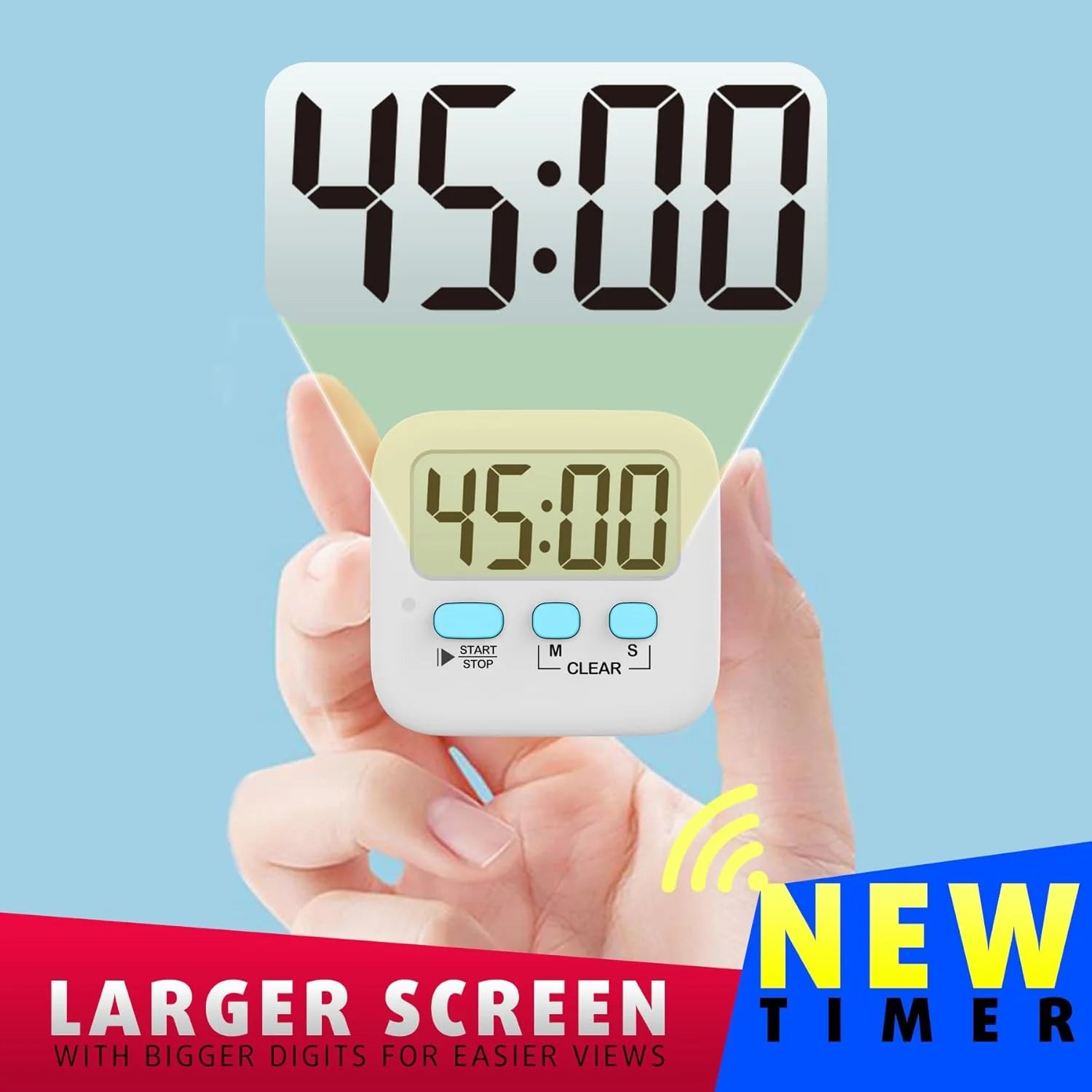 Digital Kitchen Timer with Large Display – 2-Pack