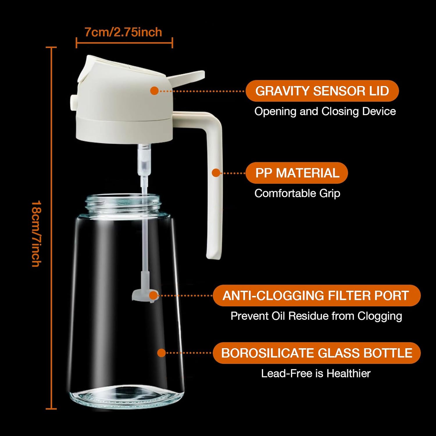 2-in-1 Oil Spray Bottle & Pourer – 470 ml Glass