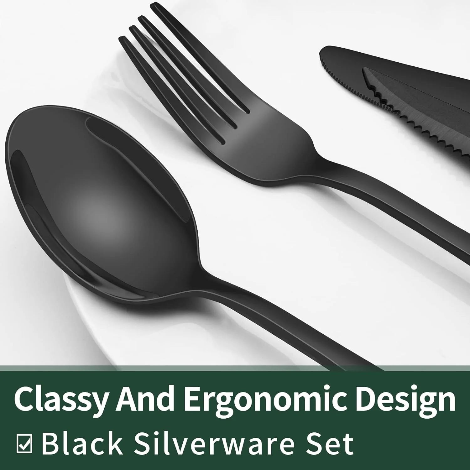Schwarzes Besteck-Set 24-teilig – Komplett für 4 Personen