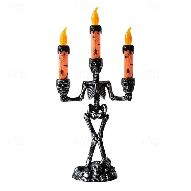 Skelett-Kerzenhalter LED – Gruseliges Tischlicht für Halloween