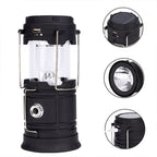 LED camping lamp solar USB power bank gold extendable 14-19 cm