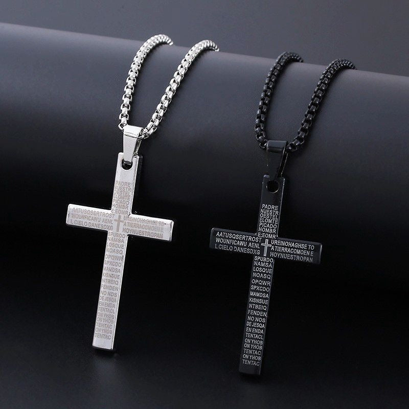 Kreuz-Halskette mit graviertem Vaterunser
