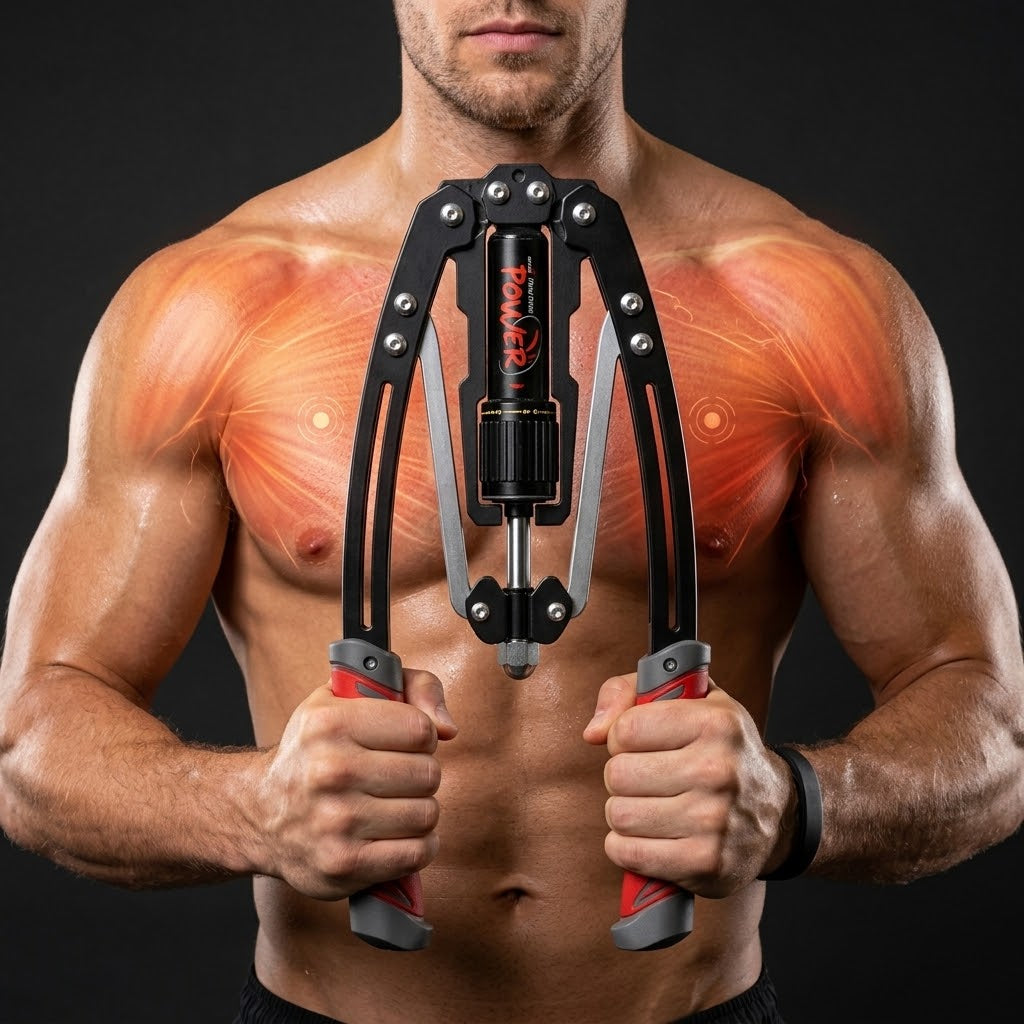 Hydraulic arm trainer with adjustable resistance - chest & forearm trainer