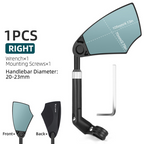 Bicycle rearview mirror with 180° field of view and 360° adjustment