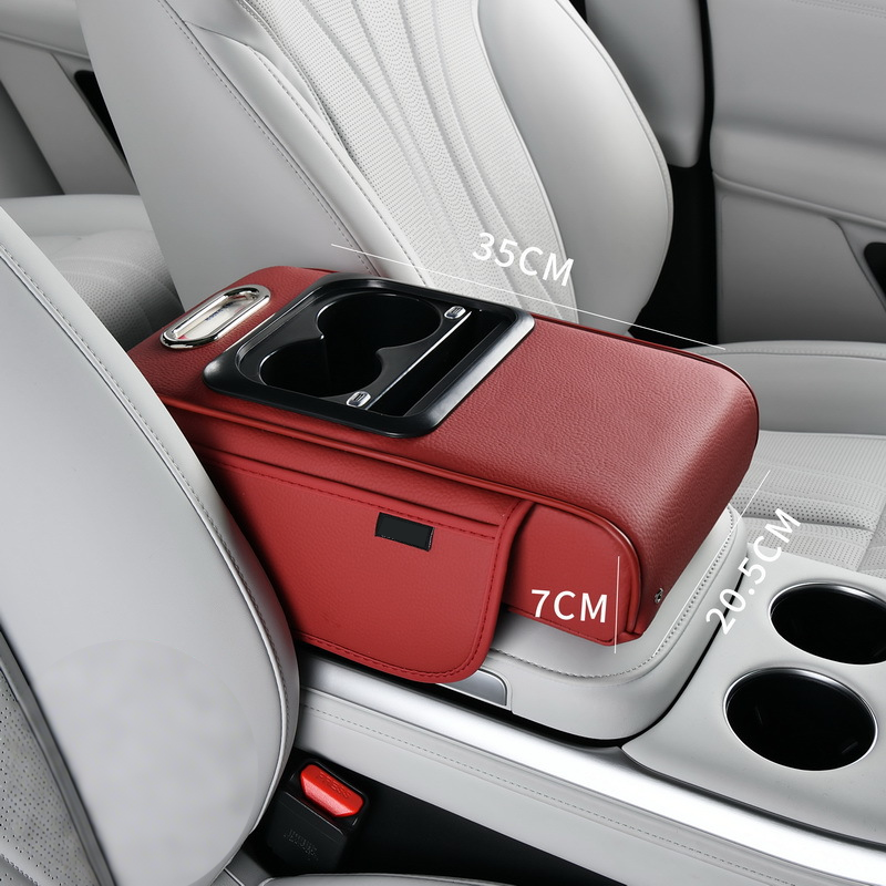 Car Center Armrest with USB Charging – Cup Holder & Storage