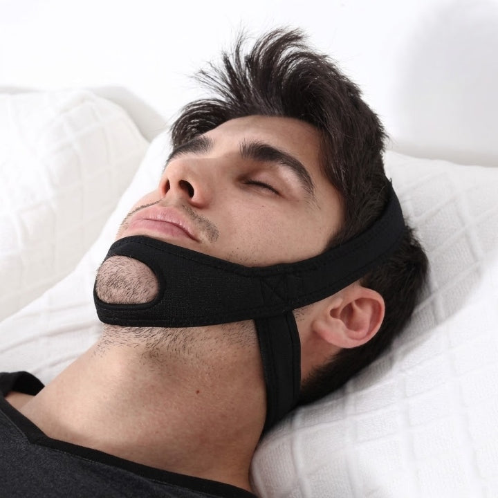 Neoprene anti-snoring chin strap, adjustable for a head circumference of 54–68 cm