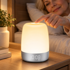 Nachttischlampe mit Wecker und Farbwechsel-Licht