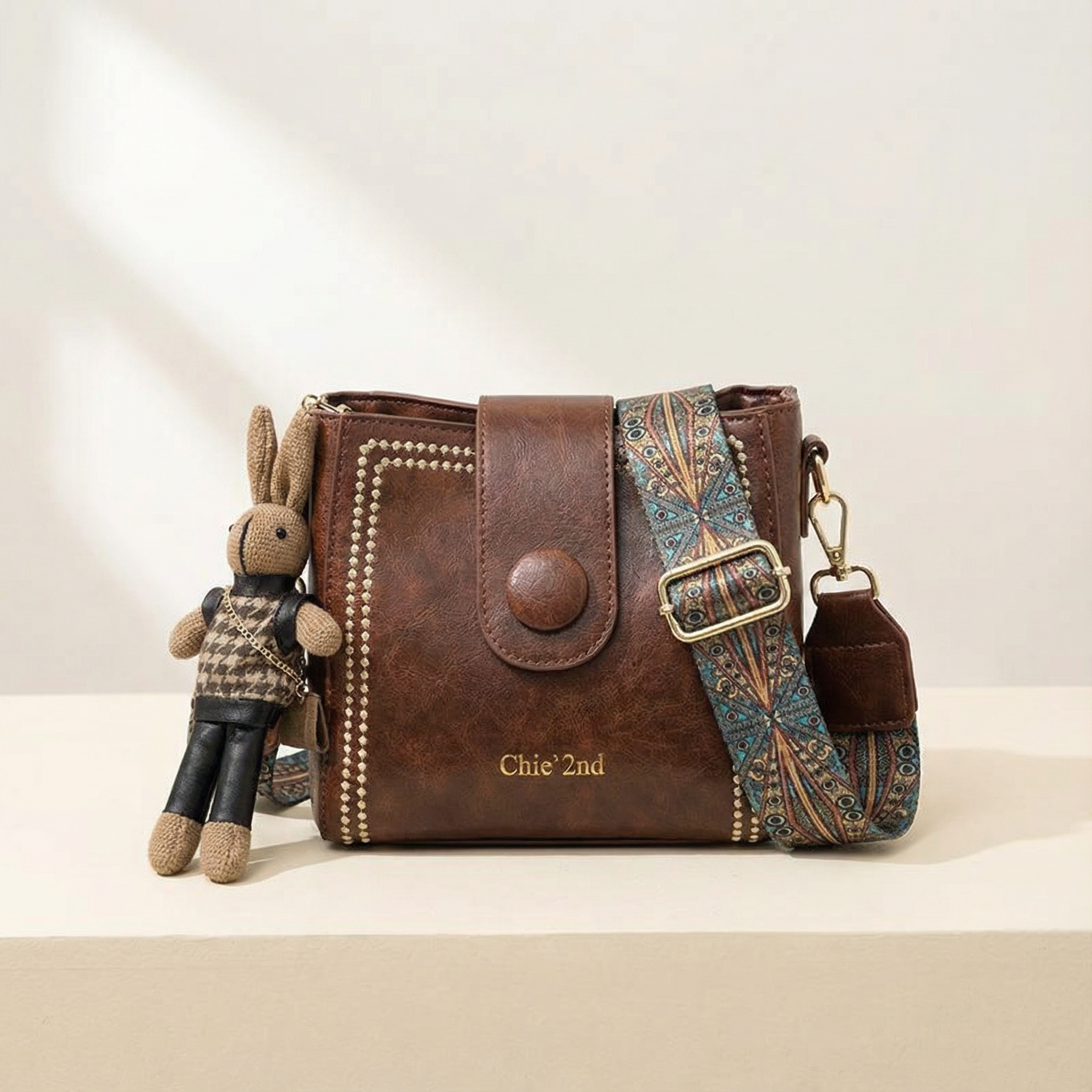 Vintage Crossbody-Beuteltasche mit gewebtem Kunsthandwerk-Träger
