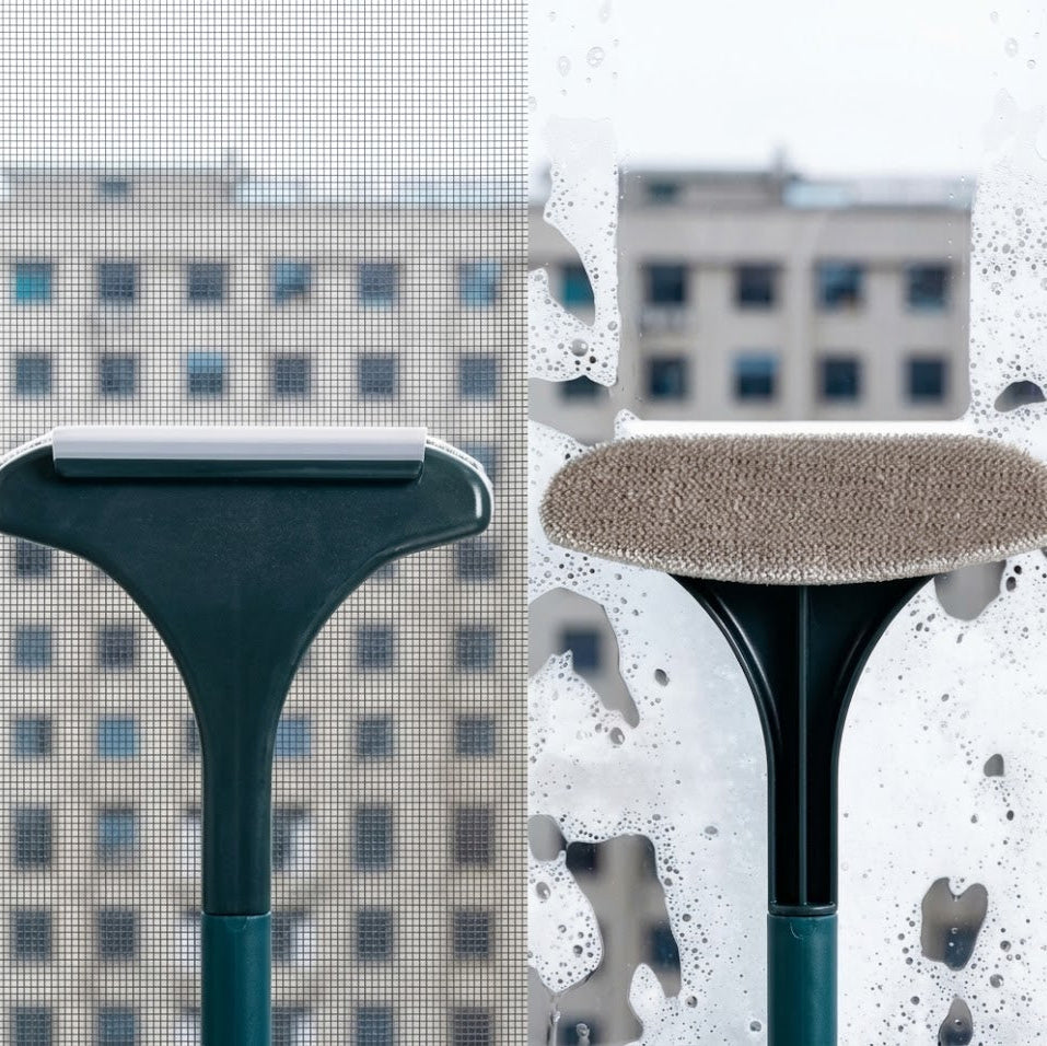 Fensterreinigungsbürste 2-in-1 mit Gummiabzieher