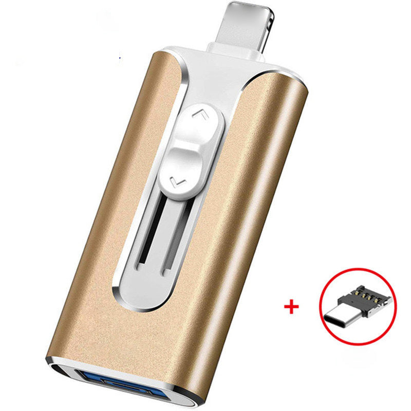 USB stick 4-in-1 with Lightning, USB-A, and USB-C connectors