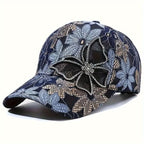 Baseball cap with sequin butterfly and mesh material