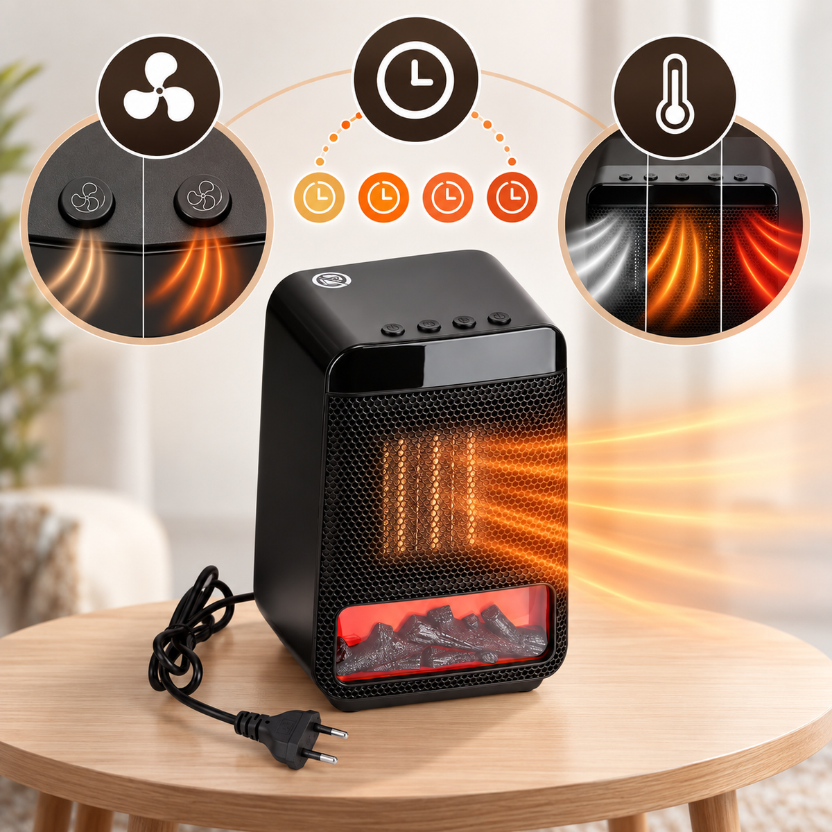 Elektroheizung mit Flammeneffekt und Ventilator