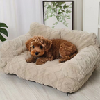 Plush Pet Sofa with Raised Edge and Cushion – 4 Colors