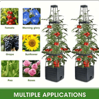 Self-watering planter box with trellis – Anthracite