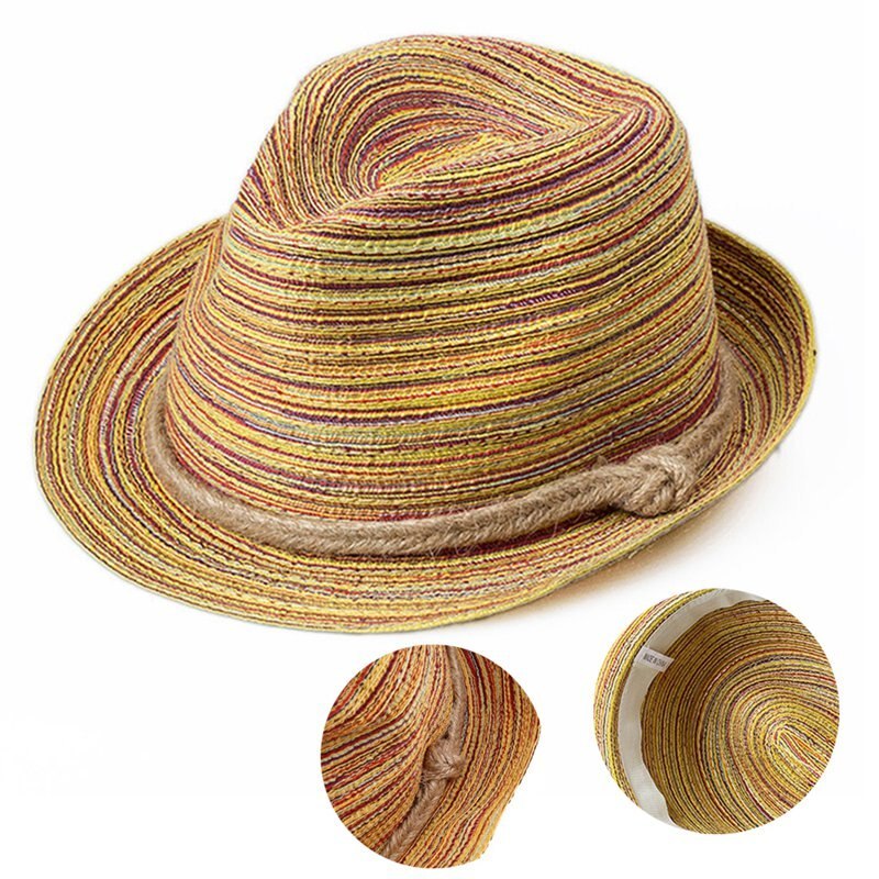 Sonnenhut Stroh Khaki mit breiter Krempe
