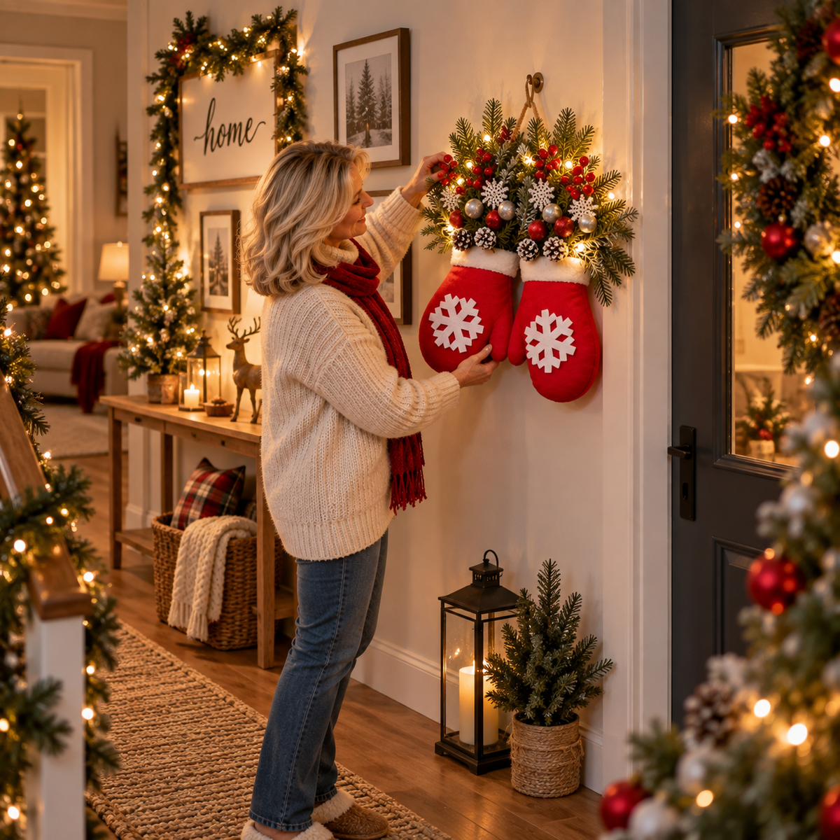 LED-Fäustlinge Weihnachtsdeko mit 20 warmweißen LEDs